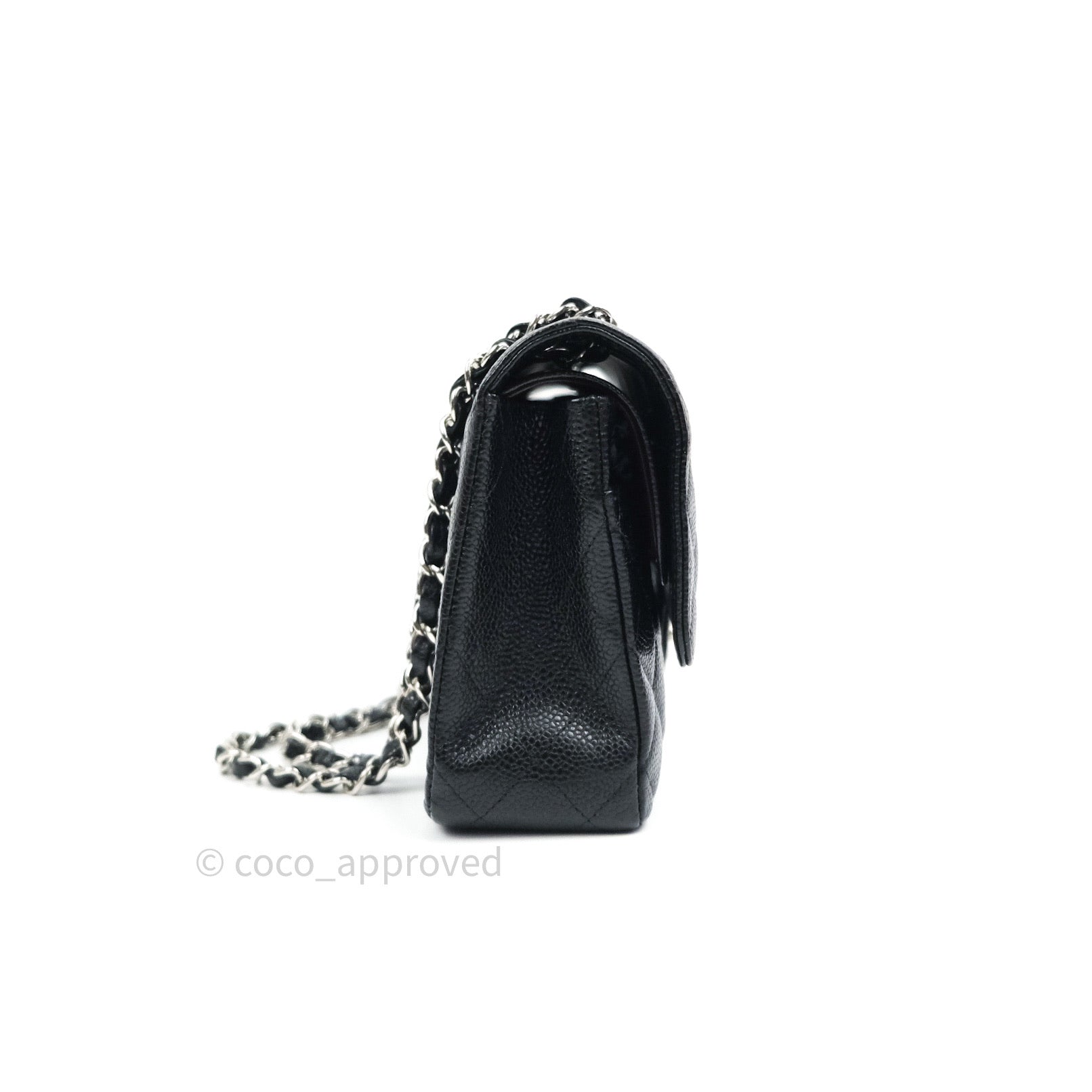 Chanel Classic Double Flap Bag M/L Size in Black Caviar Leather with Silver Hardware - Luxury Handbag for Women, Perfect for Work, Evening Events & Special Occasions
