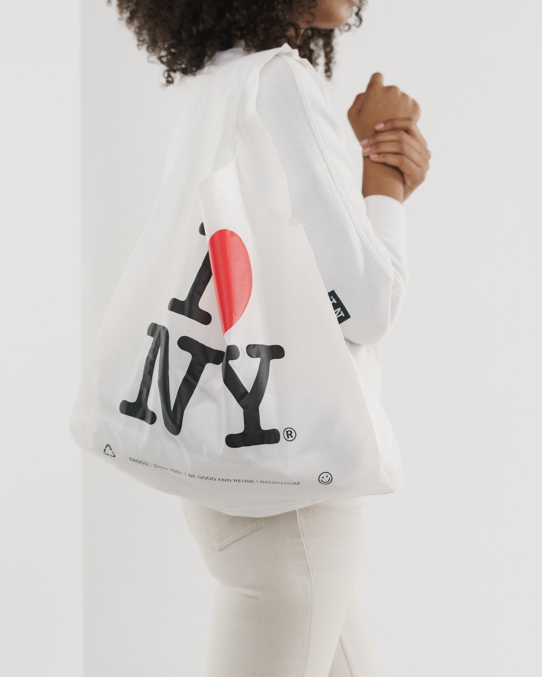 Baggu Standard Reusable Shopping Tote Bag - Eco-Friendly & Durable - I Love NY Design - Perfect for Groceries, Beach Trips & Daily Errands