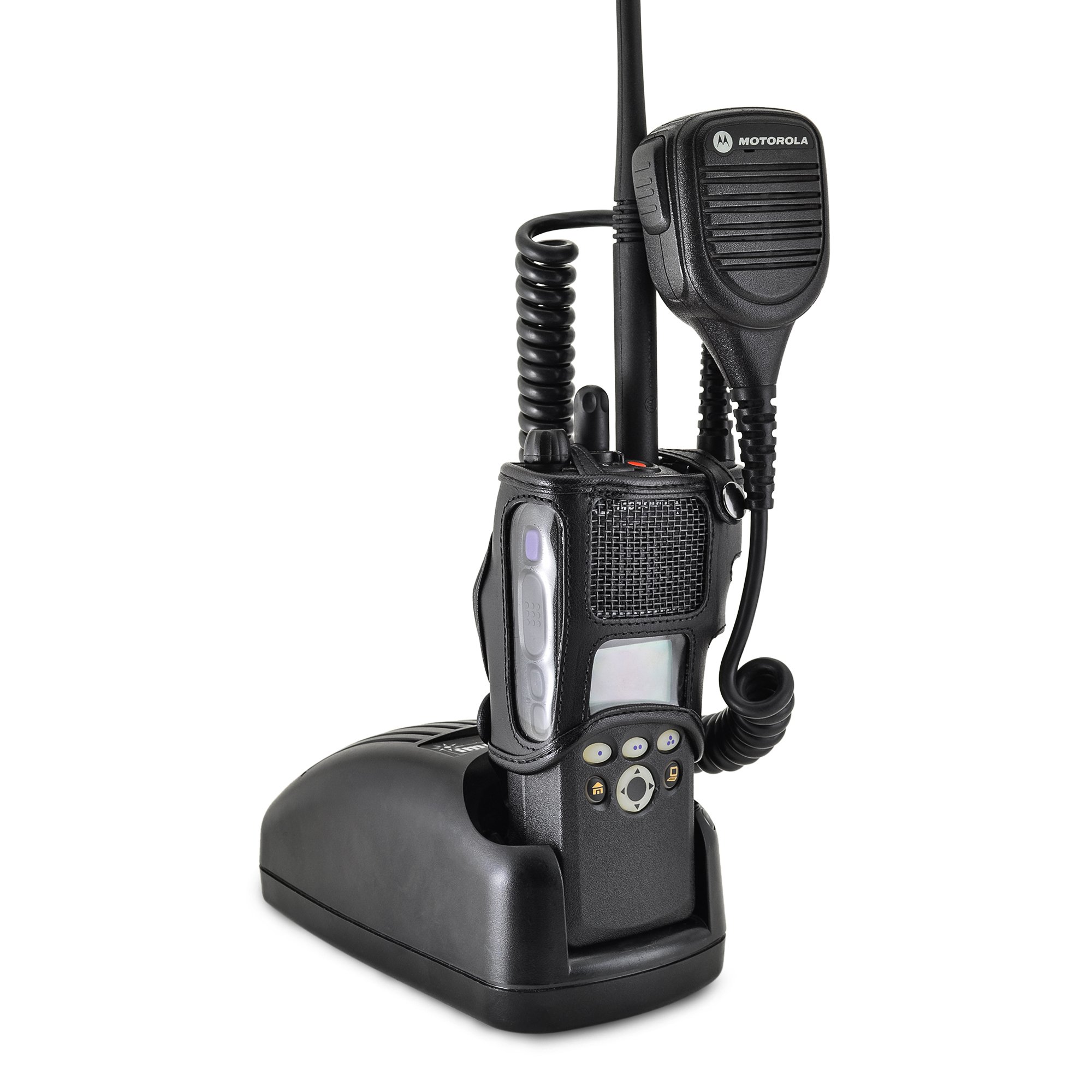 Motorola XTS2500 Radio Holster - Heavy Duty Black Leather Belt Case with D Rings for Fire, Police & Emergency Services | Secure Carry Holder for Models 1, 2 & 3 | Perfect for Duty Belts, Tactical Gear & Field Operations