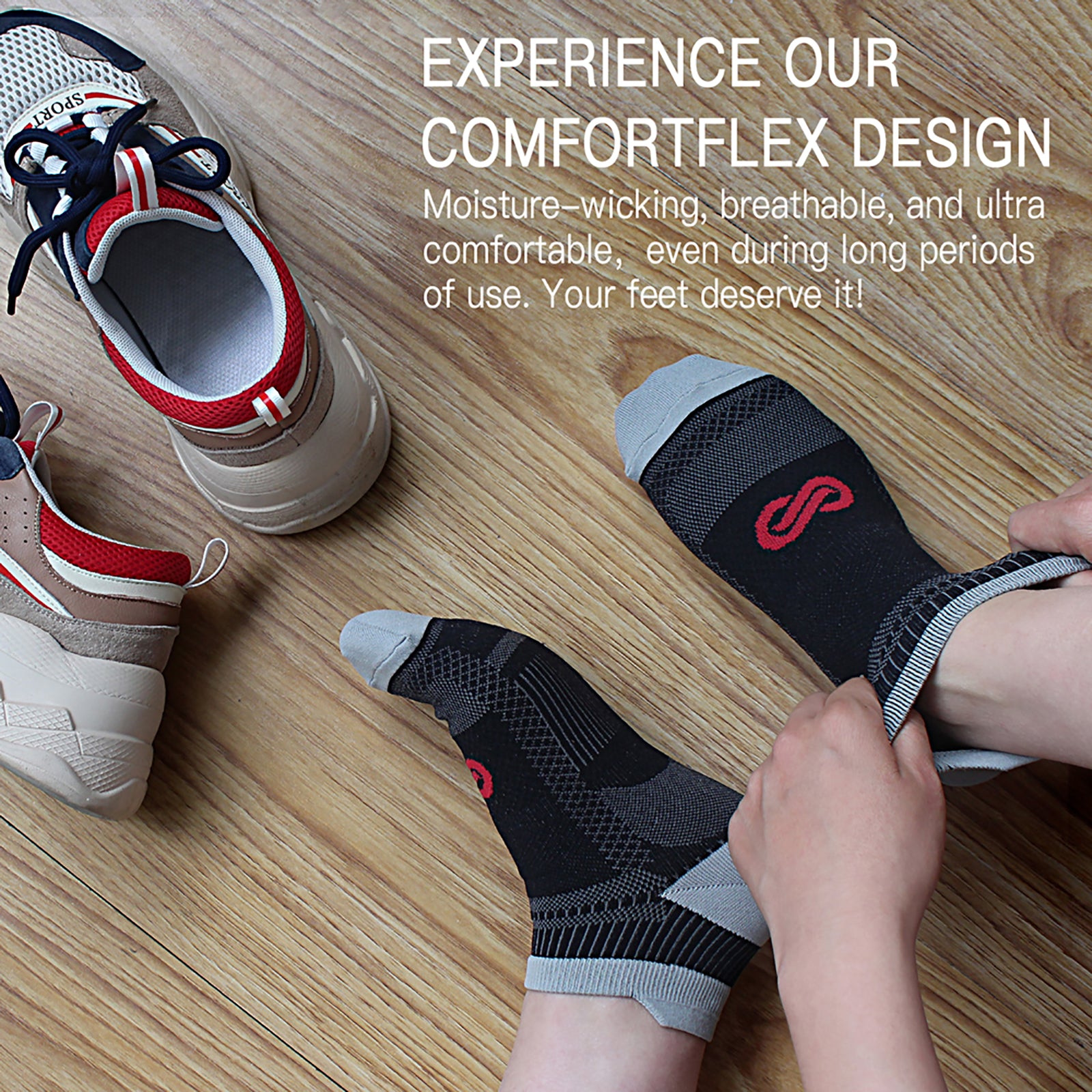 GECKOMAN x PAPLUS Ankle Compression Running Socks for Men & Women - 2 Pairs Pack - Moisture Wicking & Breathable for Marathon, Hiking, Gym Workout & Sports Performance