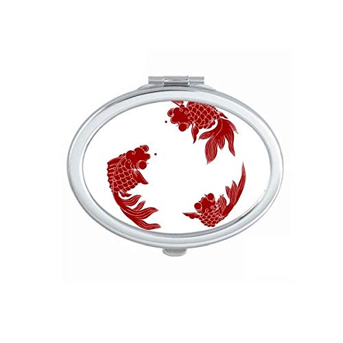 DIYthinker Red Cyprinoid Art Deco Fashion Mirror - Portable Foldable Double-Sided Makeup Mirror with Stand | Perfect for Travel, Vanity, and Home Decor