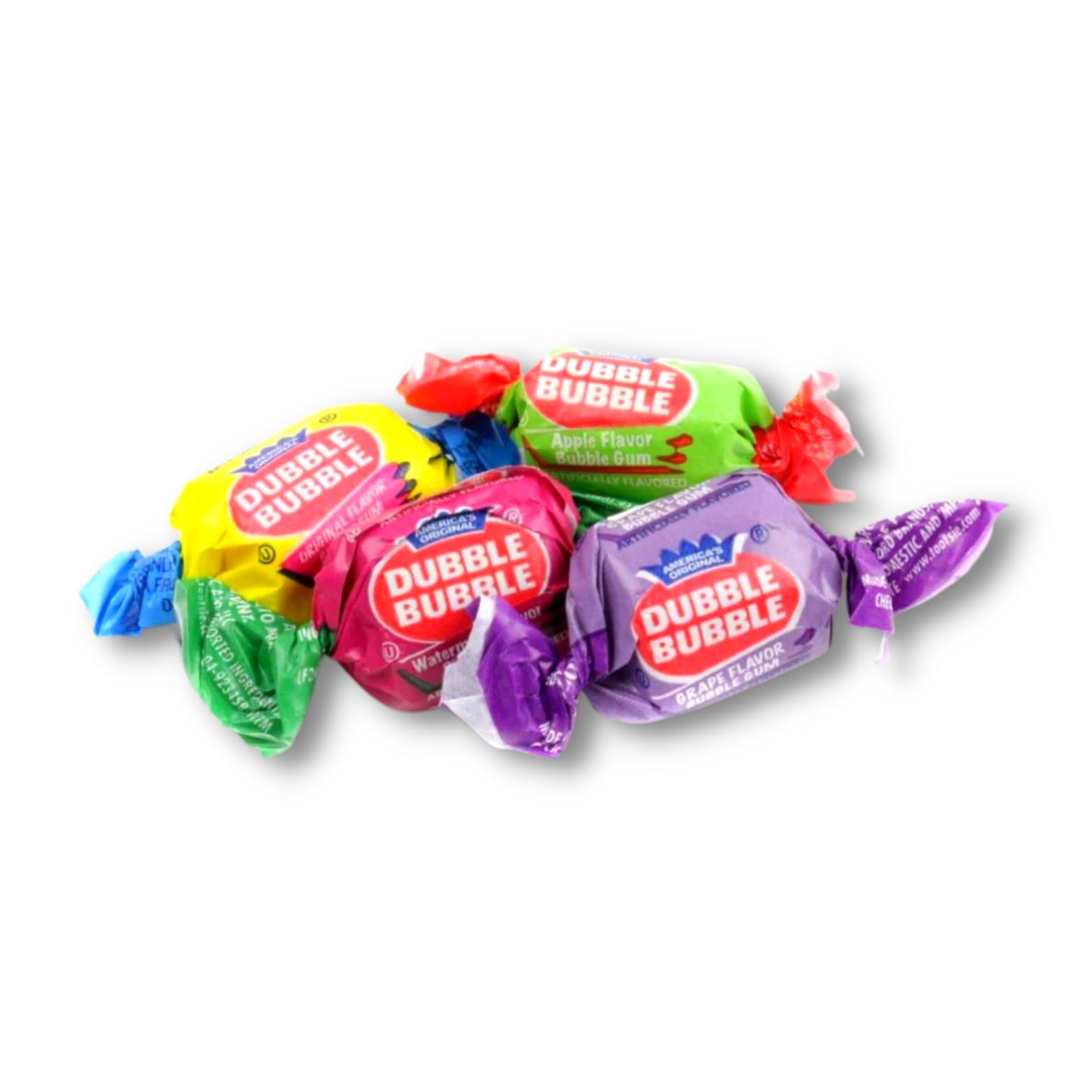Dubble Bubble Gum - 4 Flavor Variety Pack (Apple, Watermelon, Grape) - 2 LB Bulk Bag of Individually Wrapped Gumballs - Double Bubble Super Bubble Gum for Parties, Events, and Candy Displays