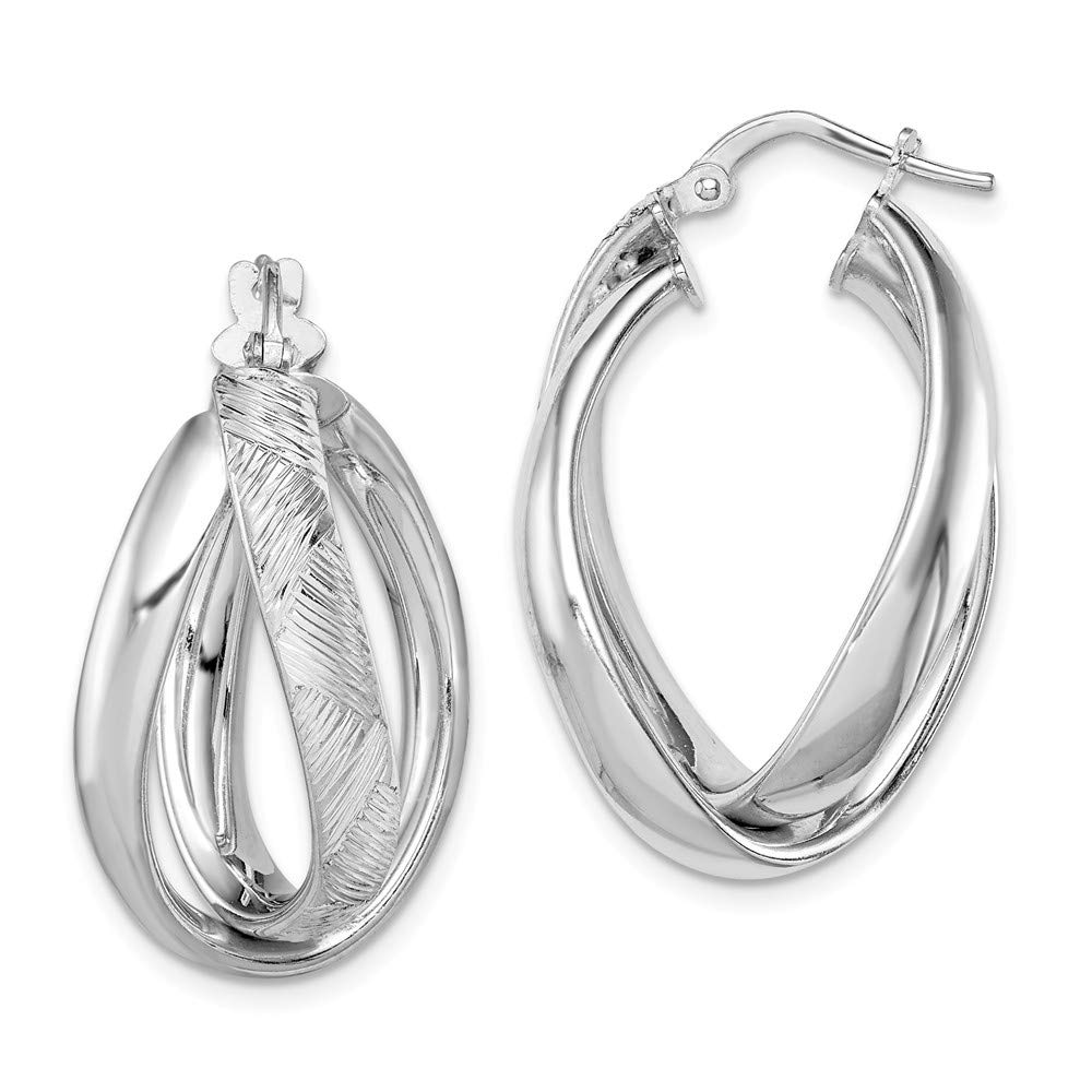 Stylish Sterling Silver Rhodium-Plated Textured Hoop Earrings for Women - Perfect for Everyday Wear, Parties & Gifts