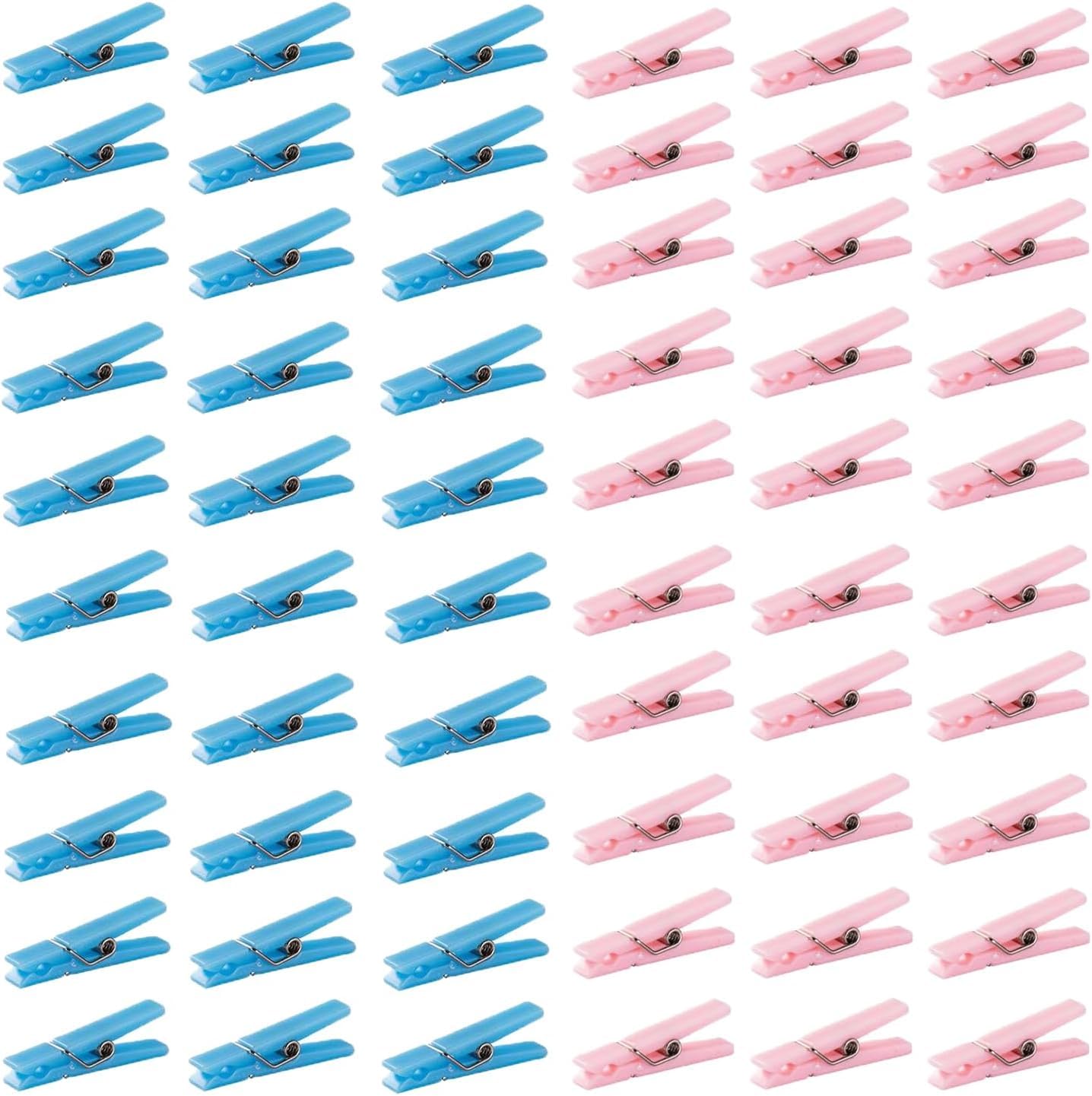 60PCS Baby Shower Clothespin Games - Plastic Mini Clothes Pins 1.4 Inch for Party Decorations (Pink & Blue) - Perfect for Baby Shower Games, Gender Reveal Parties & Nursery Decor