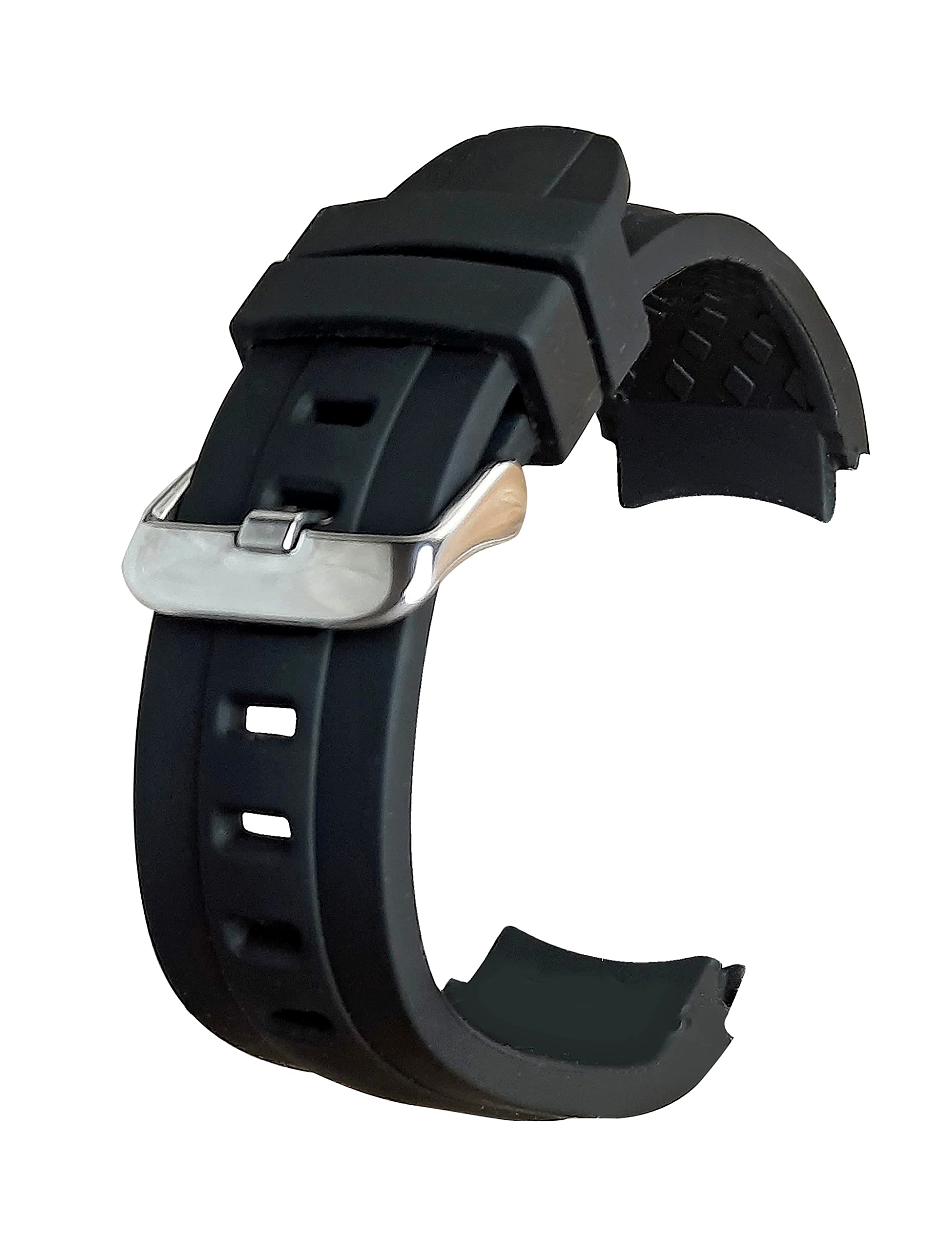 22mm Black Silicone Watch Strap for Men - Diver Style, Gym & Swimming