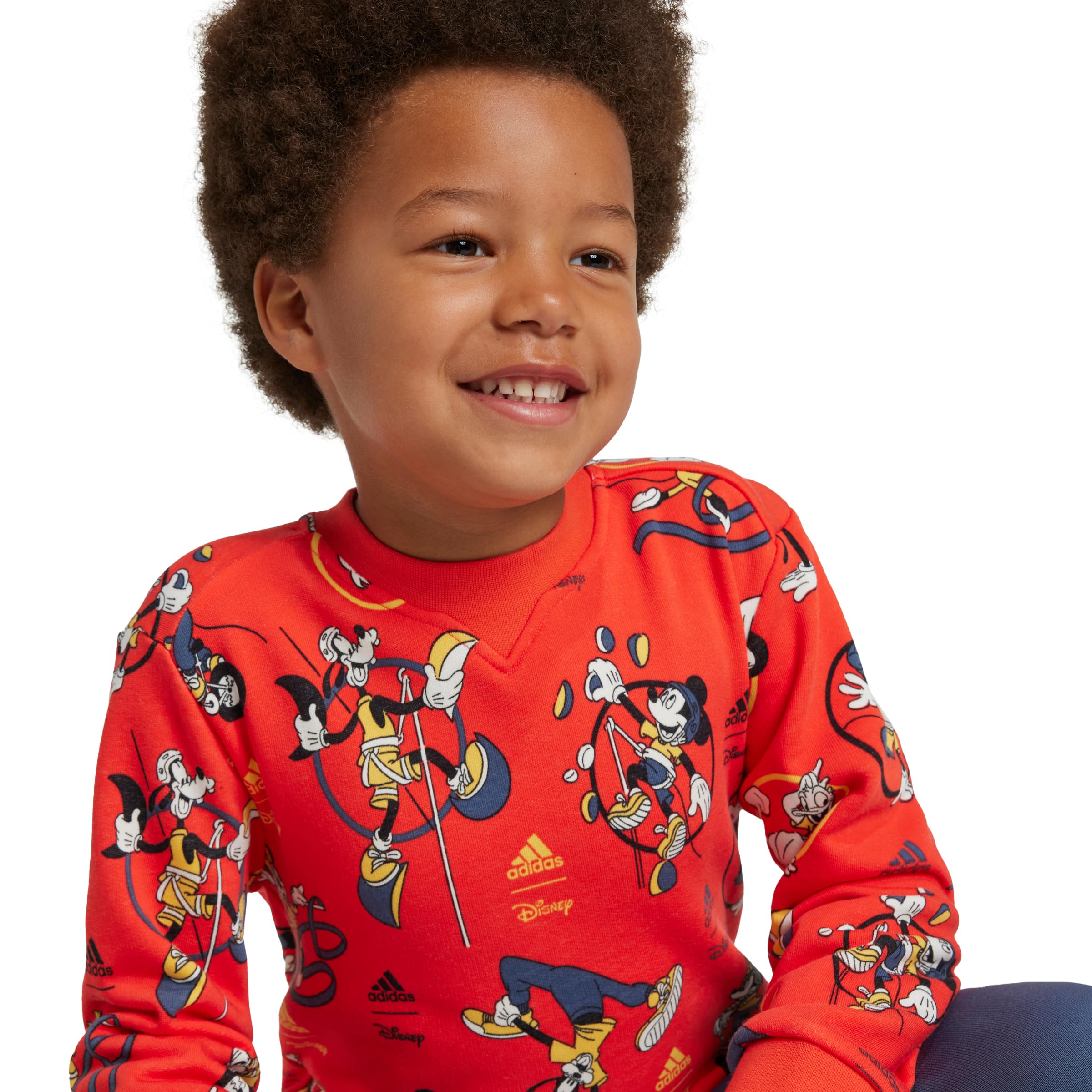 Adidas Boys Disney Mickey Mouse Jogger Set - 2 Piece Cotton Athletic Outfit for Kids, Playtime & Casual Wear