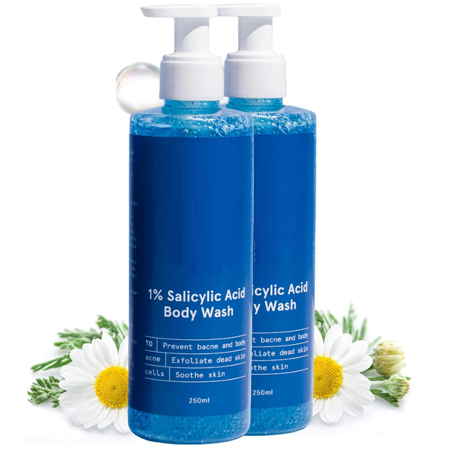 1% Salicylic Acid Body Wash for Acne-Prone Skin - 500ml | Prevents Body Acne & Deep Cleanses Pores | Paraben-Free, SLS-Free Formula | Pack of 2 | Ideal for Post-Workout Shower & Daily Skincare Routine