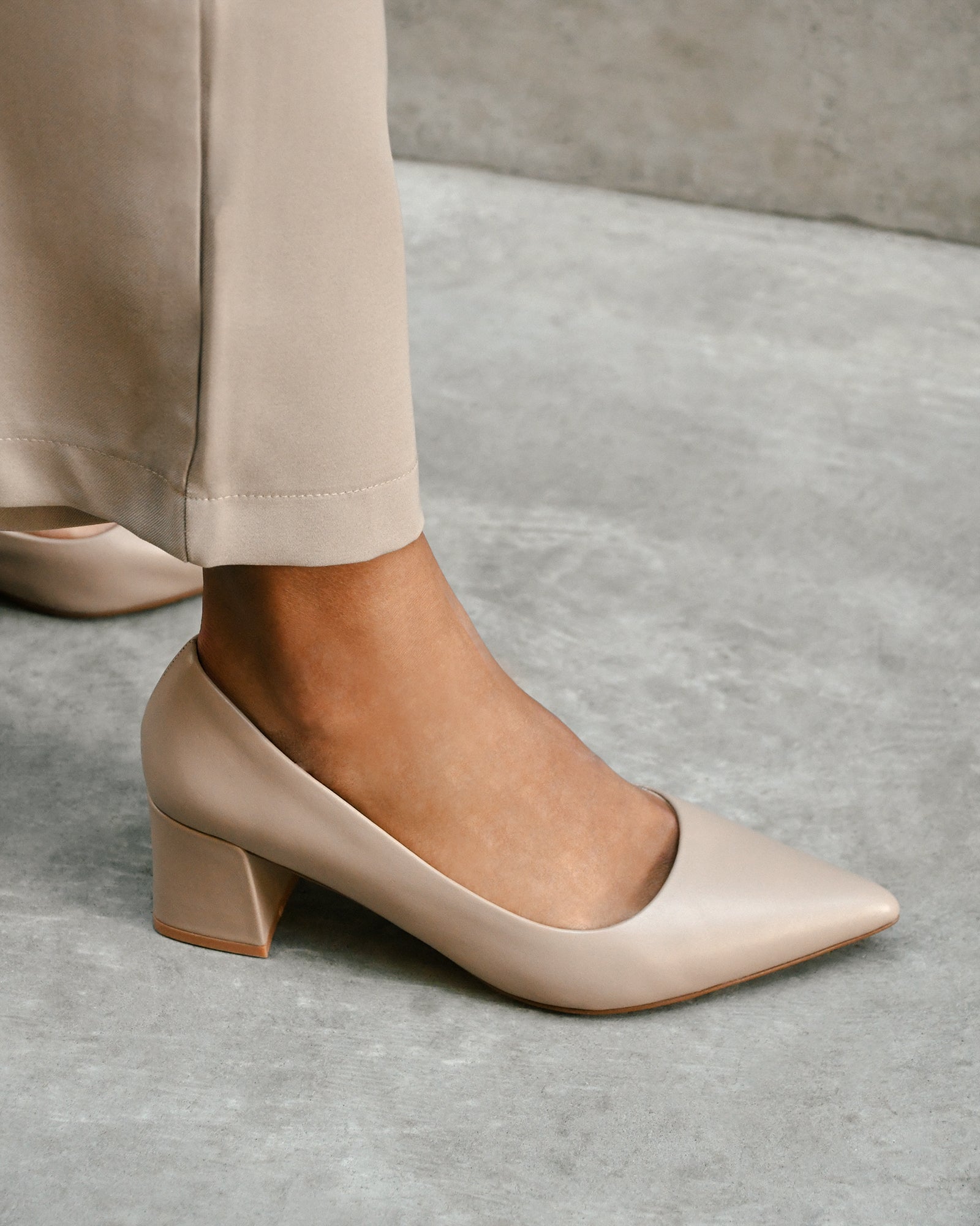 Carrington Low Heels - Comfortable Taupe Leather Pumps for Women | Perfect for Office, Wedding & Formal Occasions