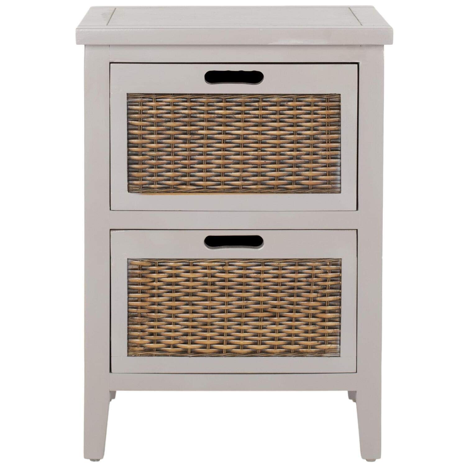 Safavieh American Homes Collection Jonah Grey 2-Drawer End Table - Modern Nightstand for Bedroom, Living Room & Office - Stylish Storage Side Table with Drawers