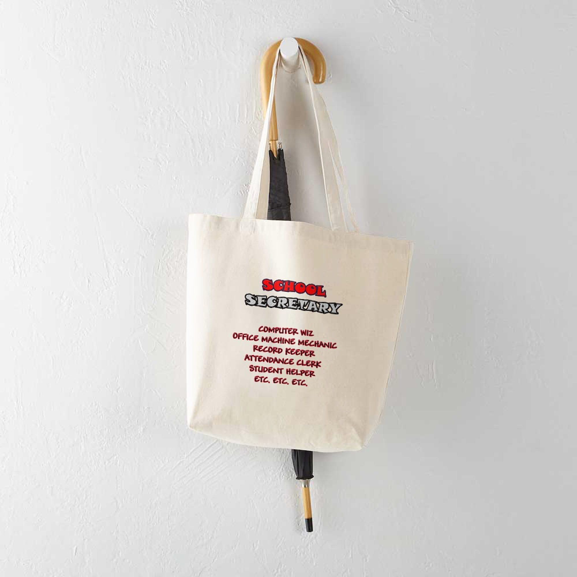 CafePress School Secretary Duties Tote Bag - Natural Canvas Reusable Shopping Bag for Teachers, Office & Everyday Use