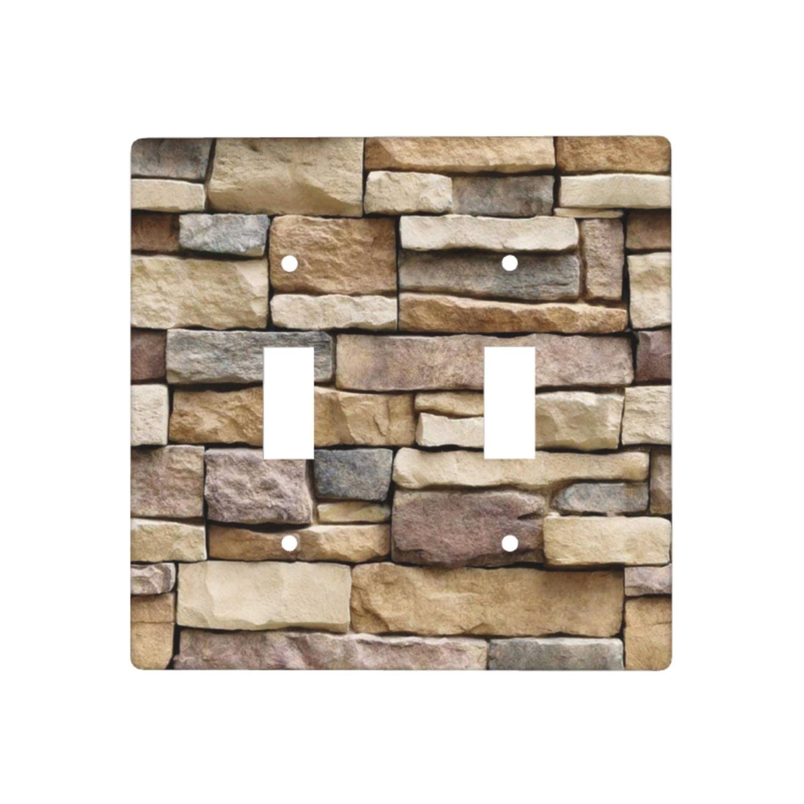 Funny Stone Decorative Light Switch Cover - Double Toggle 2 Gang Wall Plate (4.5 x 4.5 Inch) for Bathroom, Bedroom & Living Room - Unique Home Decor Accessory
