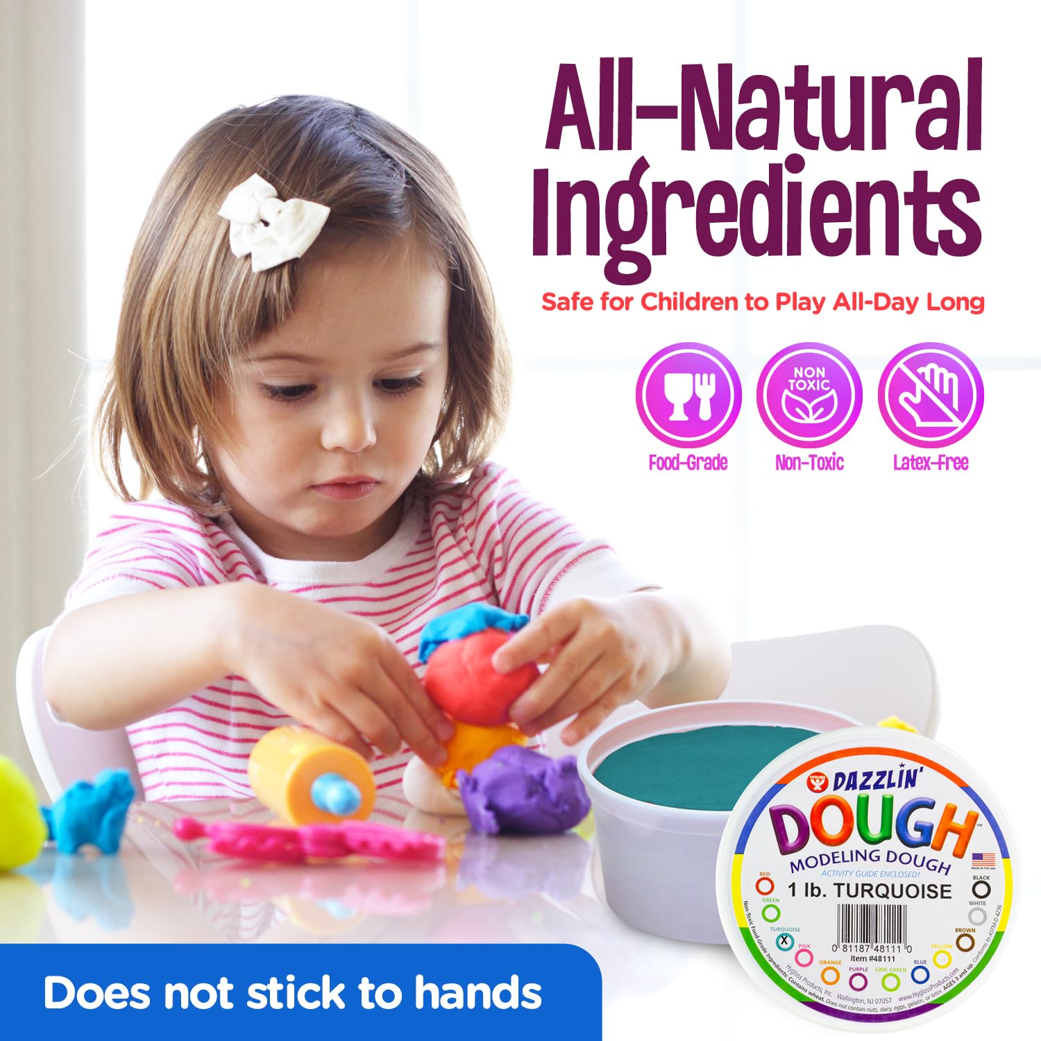 Hygloss Play Modeling Dough - 1lb Non-Toxic Kids Clay for Easter Basket Stuffers, Arts & Crafts, Classroom Supplies & Party Favors | Safe Unscented DIY Dough for Creative Play, Holiday Gifts & School Projects (Turquoise)