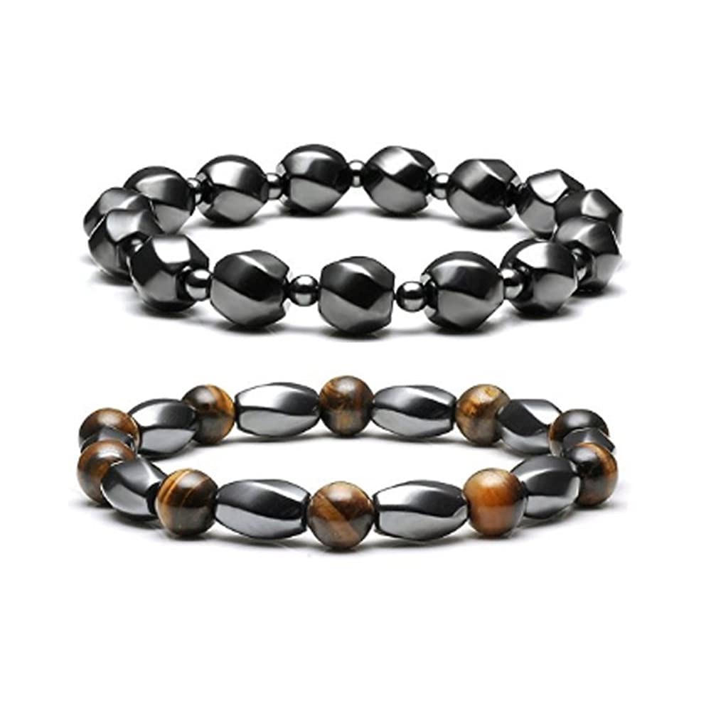 2pcs Black Obsidian Anklet Bracelets with Magnetic Therapy - Hematite Magnetic Ankle Bracelets for Weight Loss, Stress Relief & Energy Balance - Perfect for Yoga, Meditation & Wellness Lifestyle