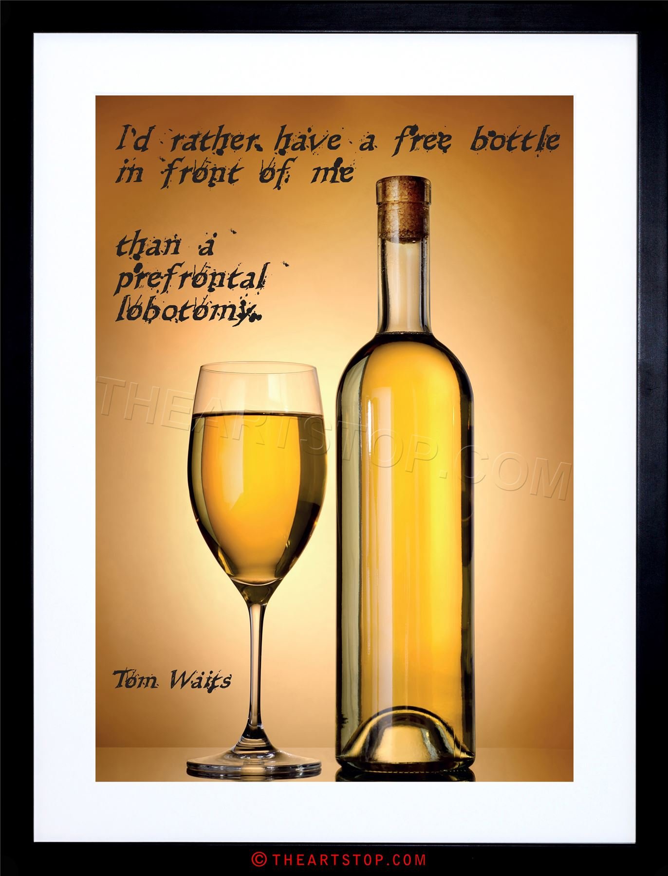 Tom Waits Quote Spoonerism 'Bottle in Front Lobotomy' Framed Art Print 12x6 - Unique Wall Decor for Music Fans & Home Office