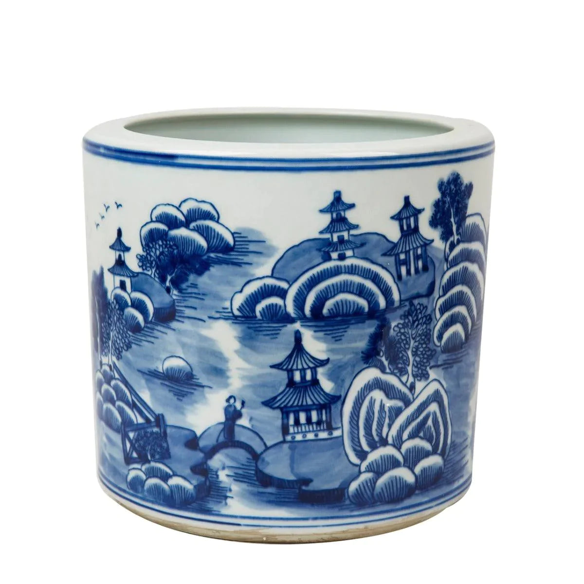 Blue and White Mountain Pagoda Orchid Porcelain Flower Pot - Elegant Hand-Painted Ceramic Planter for Orchids, Home Decor, and Gift Ideas - Perfect for Indoor Plants, Office Decor, and Feng Shui Arrangements