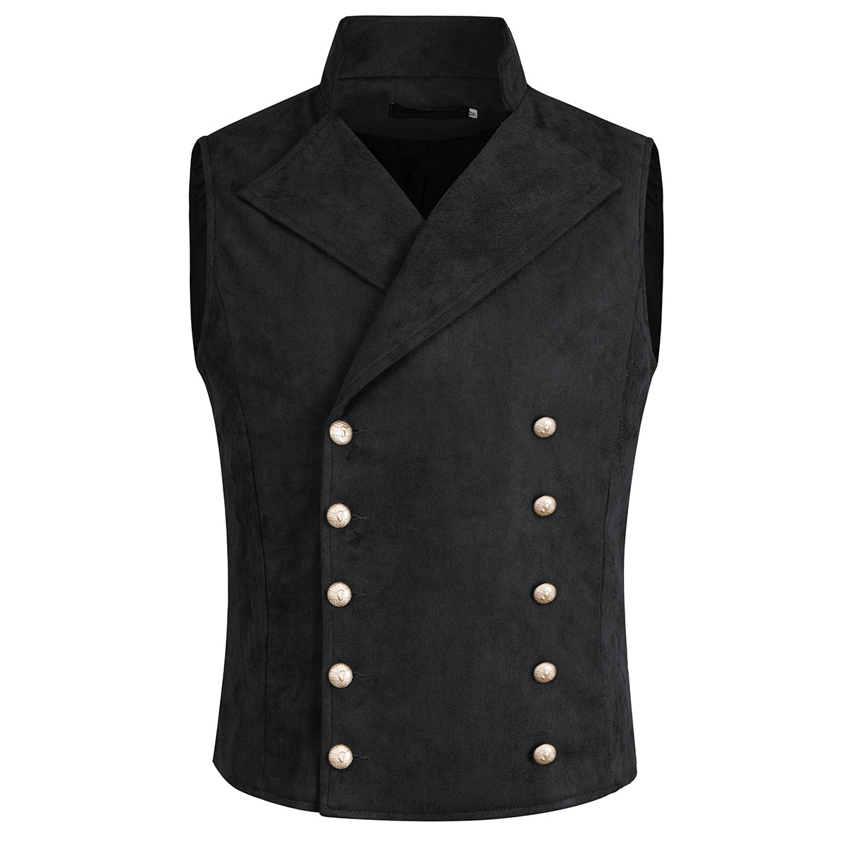 Double Breasted Velvet Gothic Steampunk Black Vest for Men - Victorian Style Waistcoat for Cosplay, Halloween & Formal Events