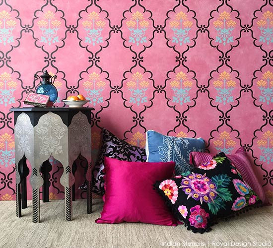 Raj Trellis Indian Wall Stencil - DIY Home Decor Stencil for Wall Painting, Mehndi & Mandala Art - Perfect for Bedroom, Living Room, and Nursery Wall Designs