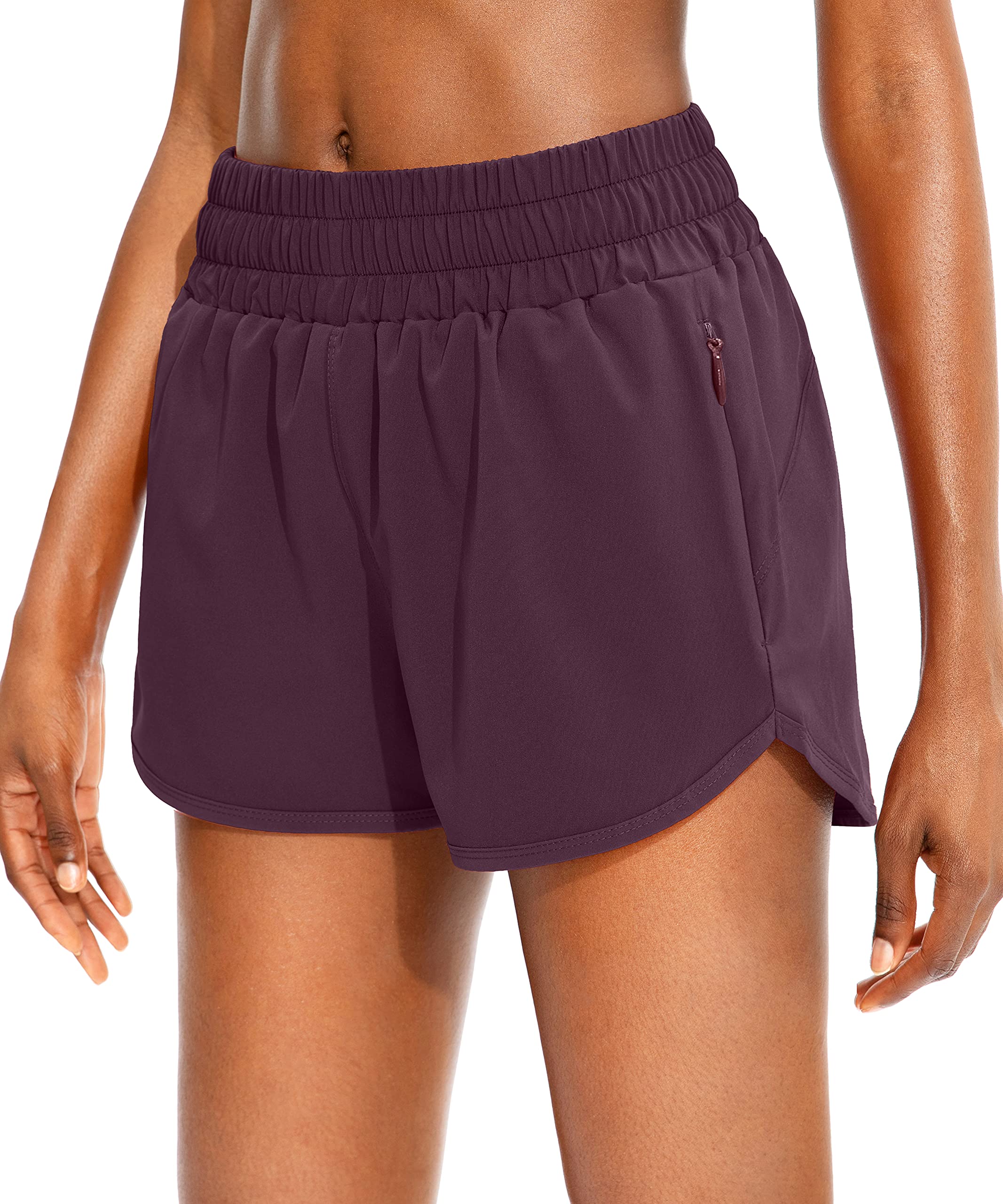 SANTINY High Waisted Running Shorts for Women with Zip Pockets - Athletic Workout Gym Shorts with Liner - Perfect for Jogging, Yoga & Fitness Training
