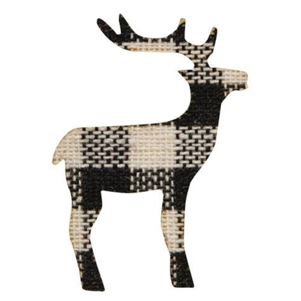Black and White Plaid Deer Bowl Filler - Christmas Table Decor, Holiday Centerpiece, Winter Home Decoration for Mantel, Shelf, or Dining Table