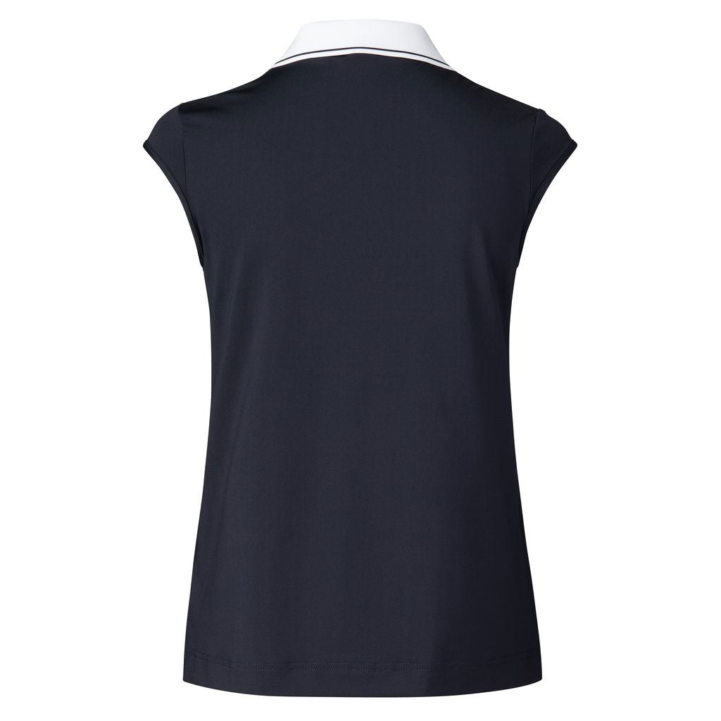 Women's Sleeveless Golf Polo Shirt - Indra Navy Moisture-Wicking Athletic Top for Golf, Tennis & Outdoor Sports | Breathable & Comfortable Activewear
