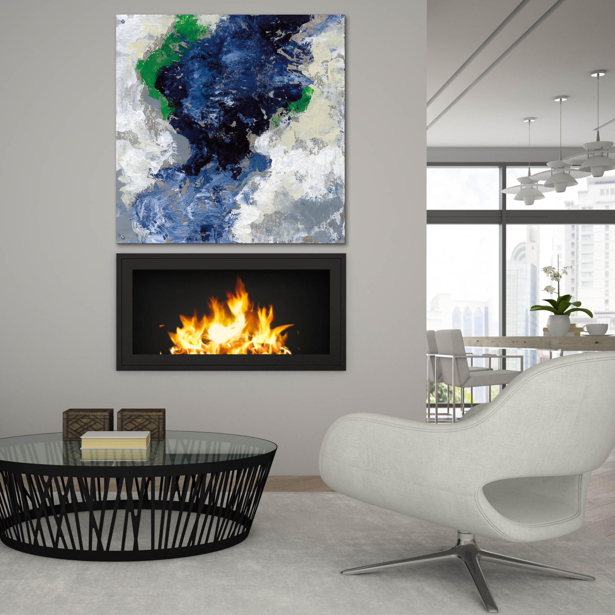 Silvia Vassileva 'Northern Coast IV' Acrylic Glass Wall Art - 36x36 Inch Modern Abstract Painting for Living Room, Bedroom & Office Decor