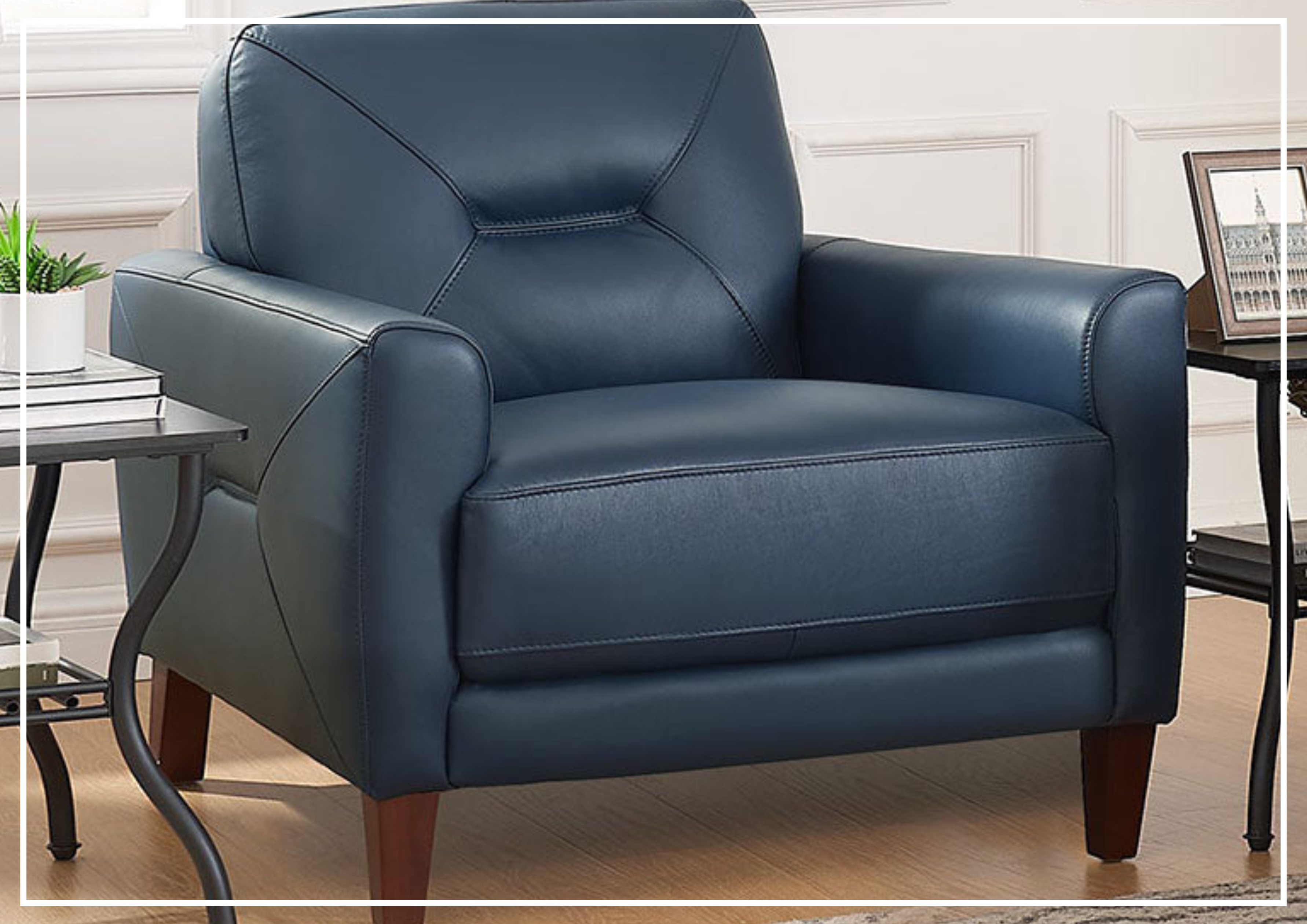 Premium Hydeline Mavis Stationary Armchair - Top Grain Leather Office Chair for Executive Desk, Home Study & Conference Room - Ergonomic Support & Luxurious Comfort