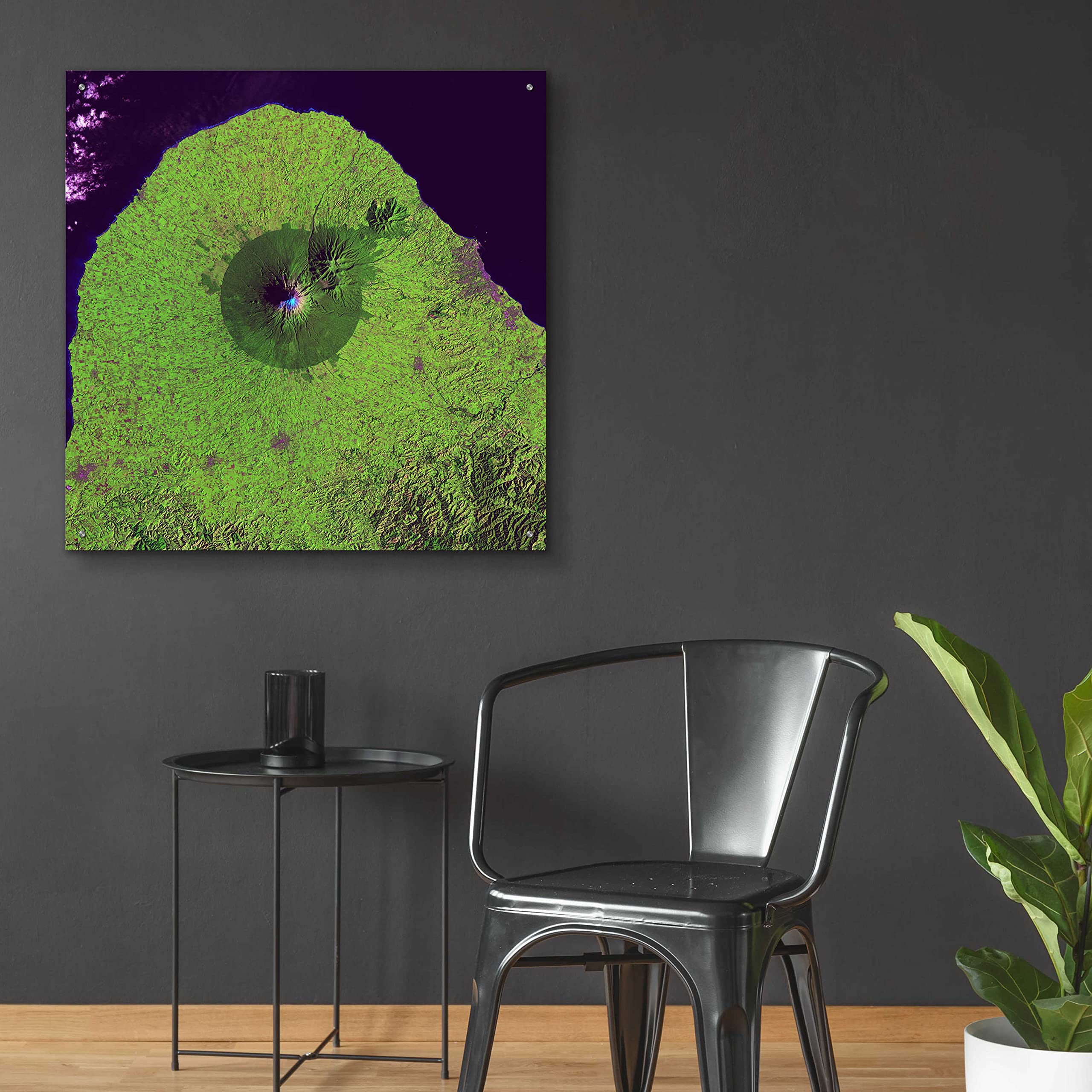 Epic Art 'Earth as Art: Mount Taranaki' - 36x36 Inch Acrylic Glass Wall Decor - Modern Landscape Painting for Living Room, Bedroom & Office