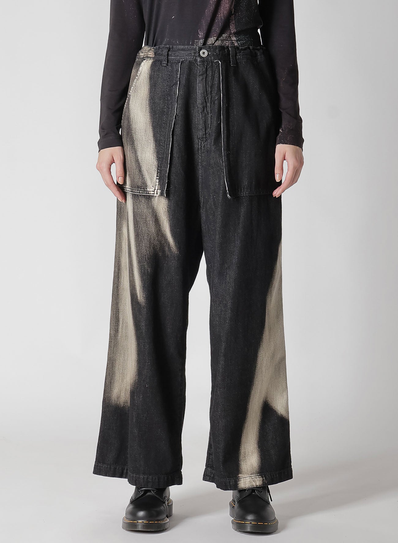 Spotted Denim Long Straight Pants for Women - High Waist Stretch Jeans for Casual Wear & Street Style