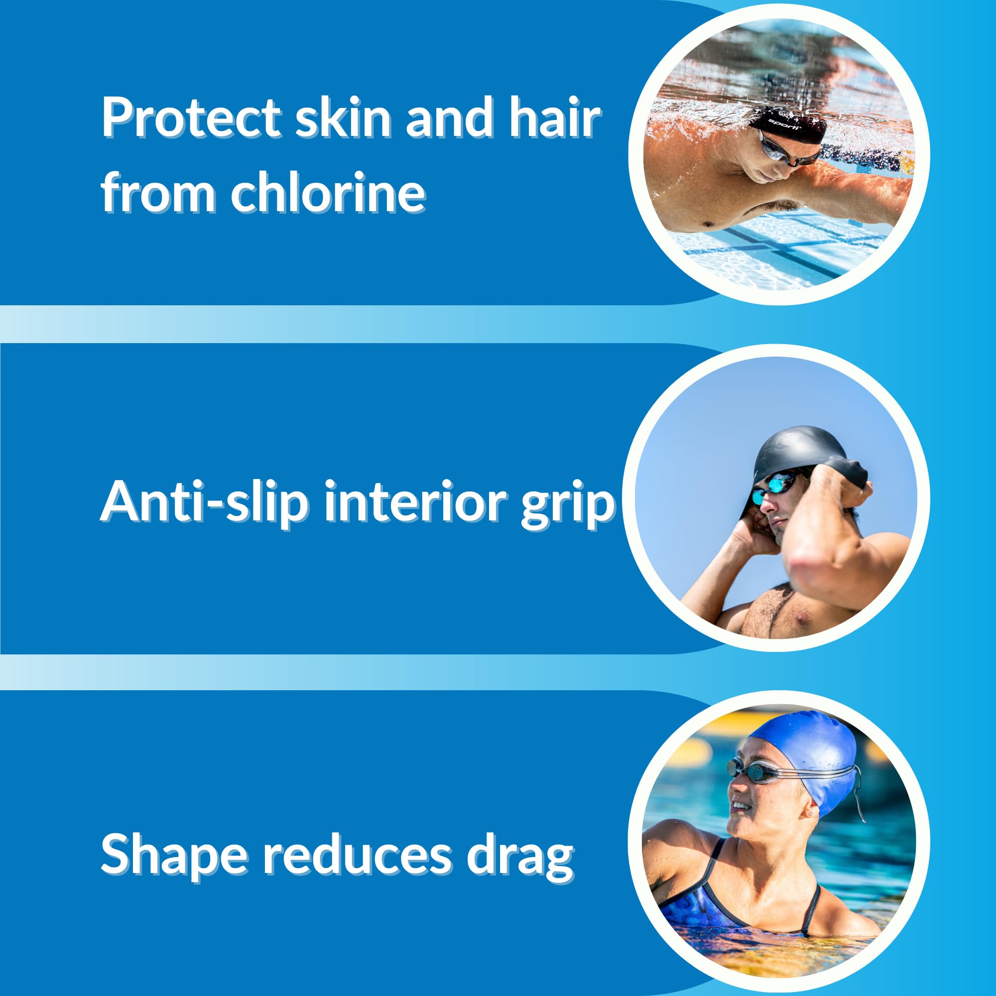 Sporti Flower Swim Cap for Women - Waterproof Heavy-Duty Rubber Swimming Cap with Hair Protection - Perfect for Pool, Beach & Competitive Swimming