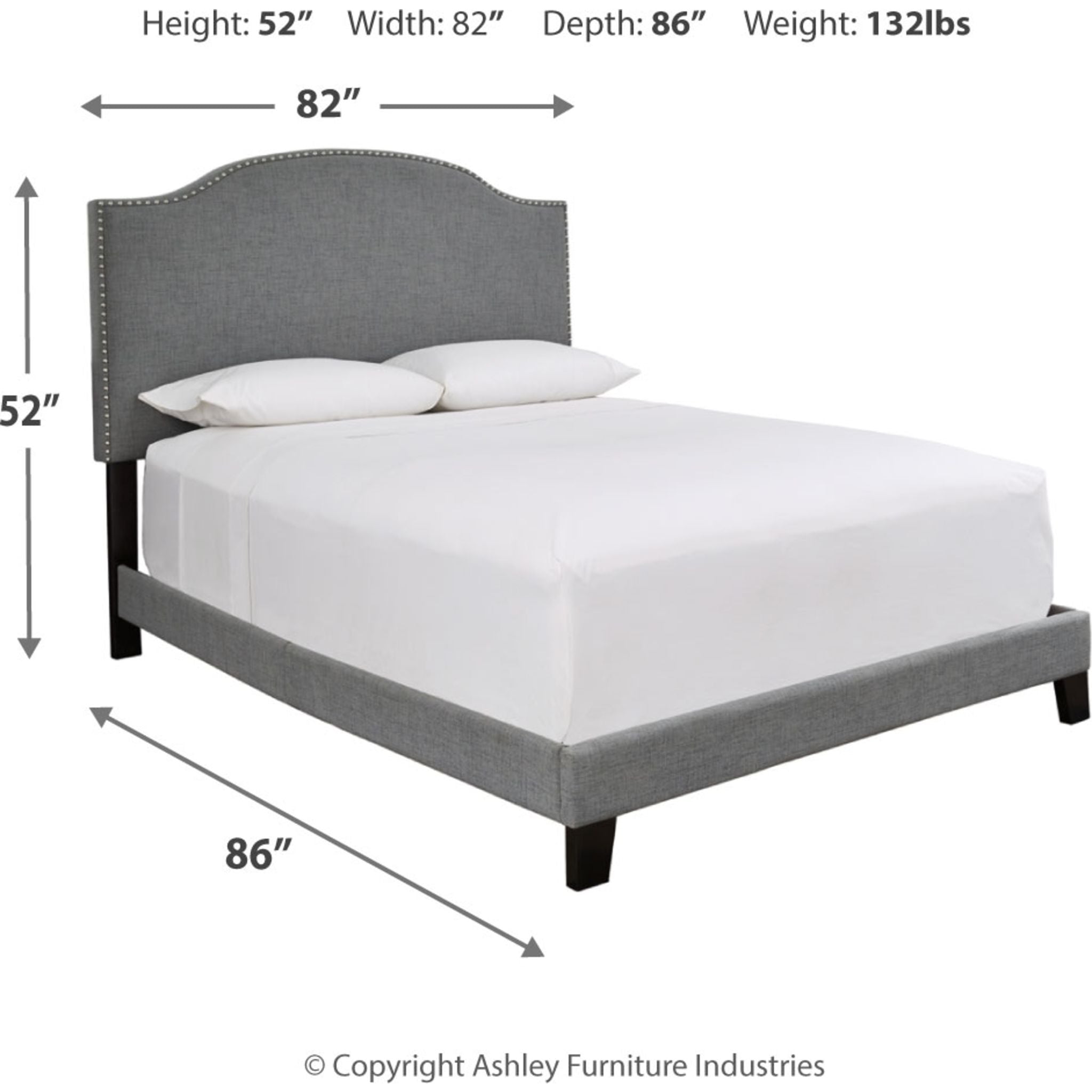 Adelloni King Size Upholstered Bed Frame with Headboard - Soft Gray Fabric - Modern Bedroom Furniture for Master Suite & Guest Room