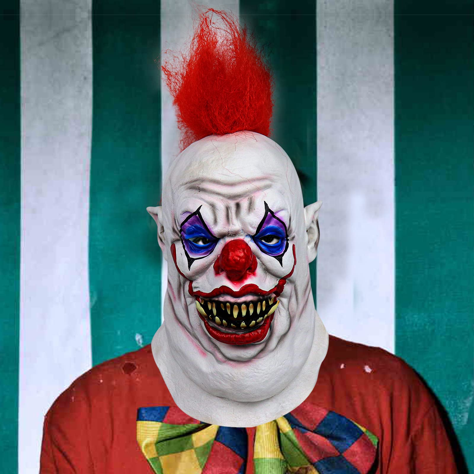 Scary Clown Mask - Full Head Latex Devil Clown Halloween Costume Mask for Cosplay & Horror Parties | Perfect for Halloween, Haunted Houses & Theatrical Performances