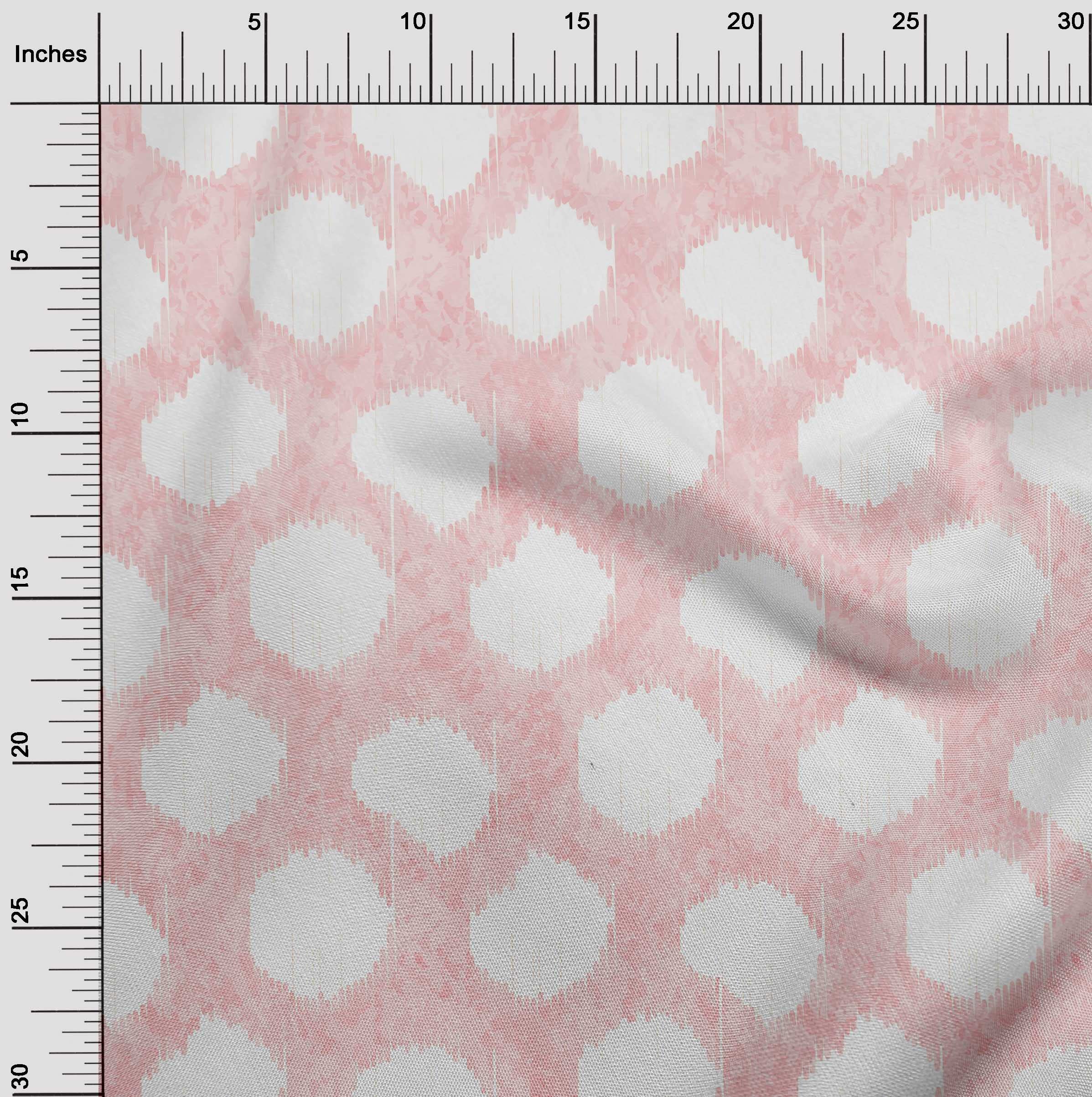 oneOone Rayon Light Pink Ikat Print Fabric by The Yard - 56 Inch Wide Soft Dress Material for DIY Clothing, Home Decor & Craft Projects