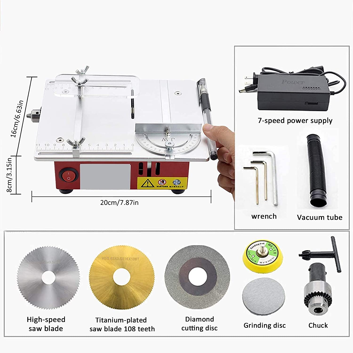 ZJDYDY Multifunctional Table Saw - Household Small Cutting Machine with Polishing Function, Adjustable Bench-Top Circular Saw for DIY Woodworking & Handmade Models (Size B) | Perfect for Home Workshops, Craft Projects & Wood Cutting Tasks