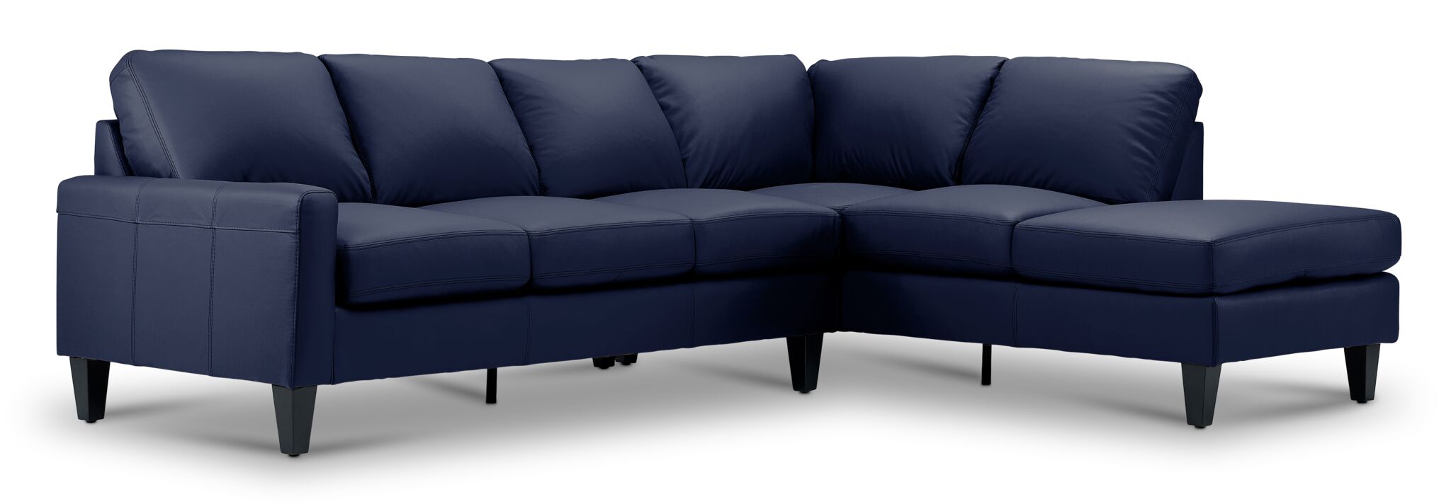 Premium Chito Leather 2-Piece Sectional Sofa with Right-Facing Chaise Lounge in Navy Blue - Perfect for Living Room, Family Room & Home Theater Comfort