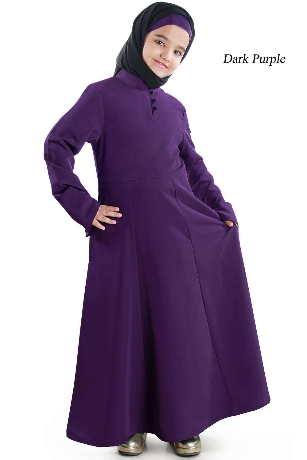 Shadha Girls Islamic Abaya Dress for Kids - Modest Muslim Prayer Outfit for School, Mosque & Special Occasions
