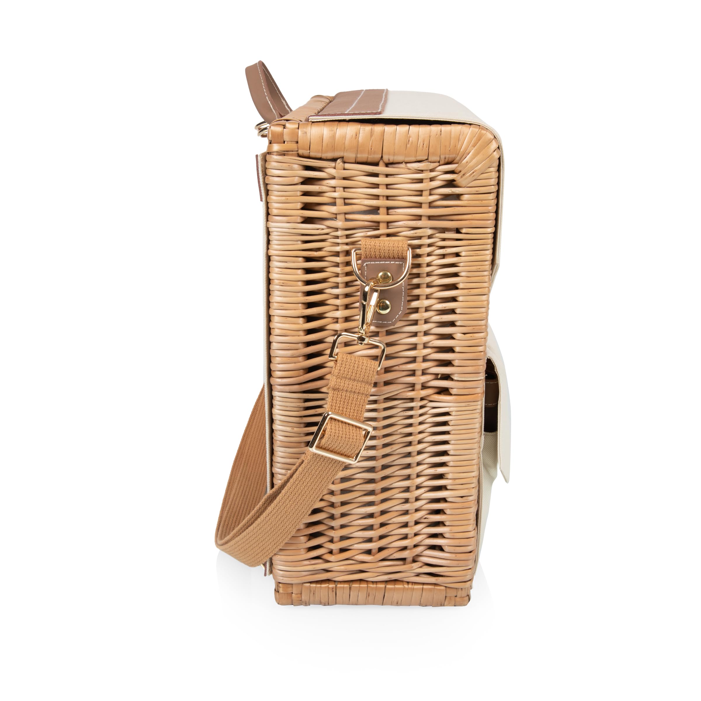 PICNIC TIME Corsica Grande Wine & Cheese Basket Backpack - Insulated Wine Tote Bag with Cheese Board - Perfect Gift for Wine Lovers (Beige Canvas) - Ideal for Picnics, Outdoor Gatherings & Wine Tasting Events