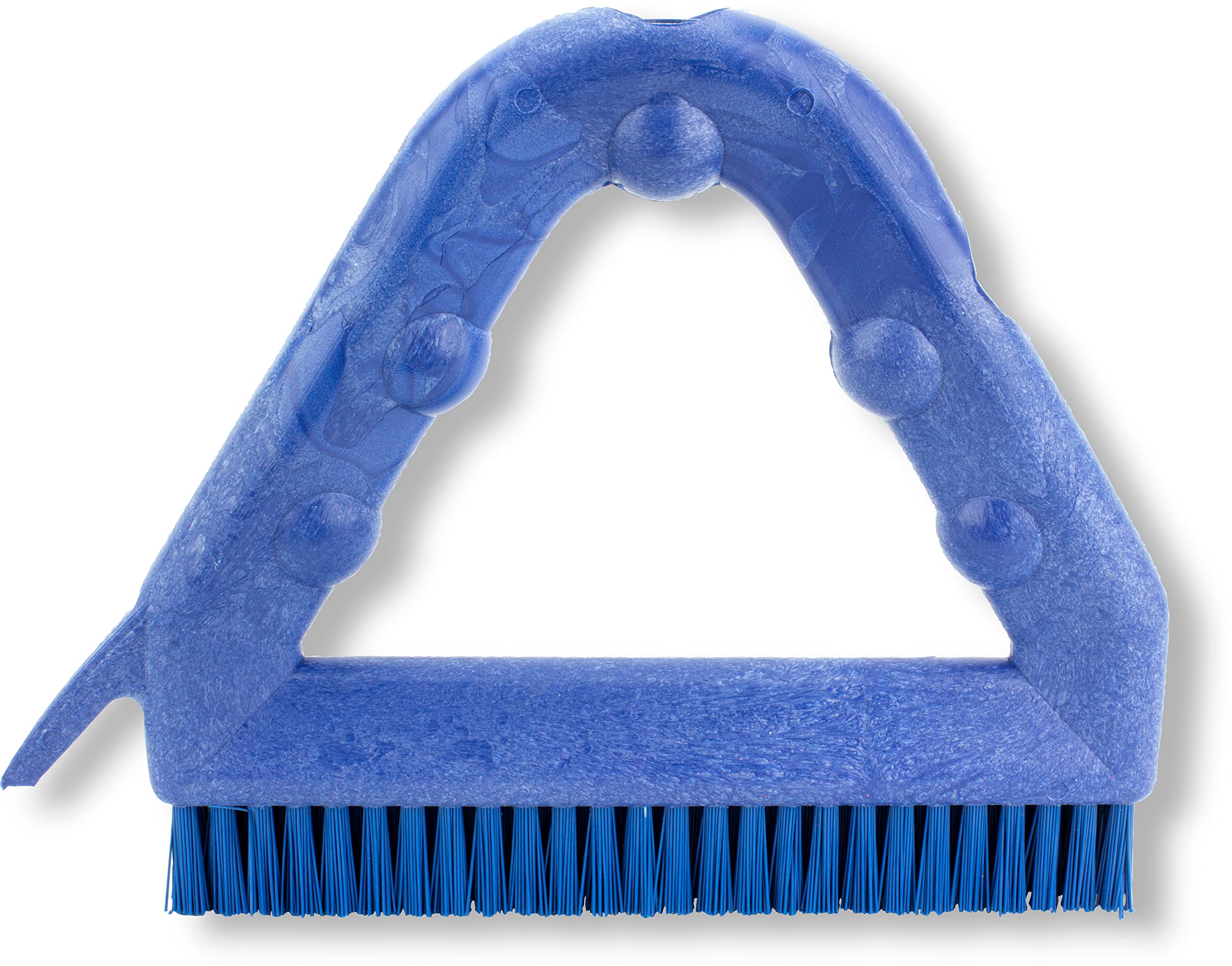 SPARTA Blue Plastic Grout Brush - Triangle Shaped Tile Scrub Brush with Scraper for Deep Cleaning Grout Lines - 9 x 7 x 7 Inches - Perfect for Bathroom, Kitchen & Shower Tile Cleaning