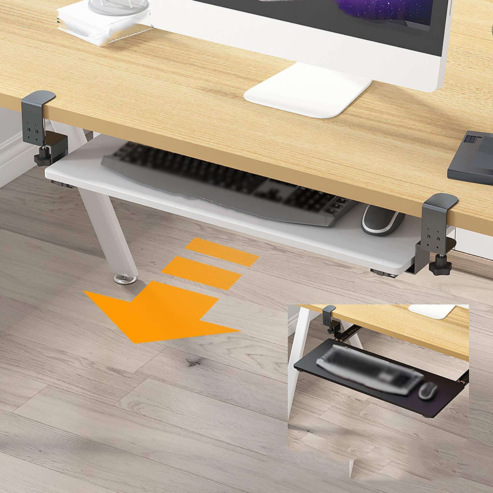 Adjustable Under Desk Keyboard Tray - Retractable Slide-Out Keyboard Drawer Shelf for Desktop & Table - Ergonomic Workspace Solution for Sit Stand Workstation & Home Office Setup
