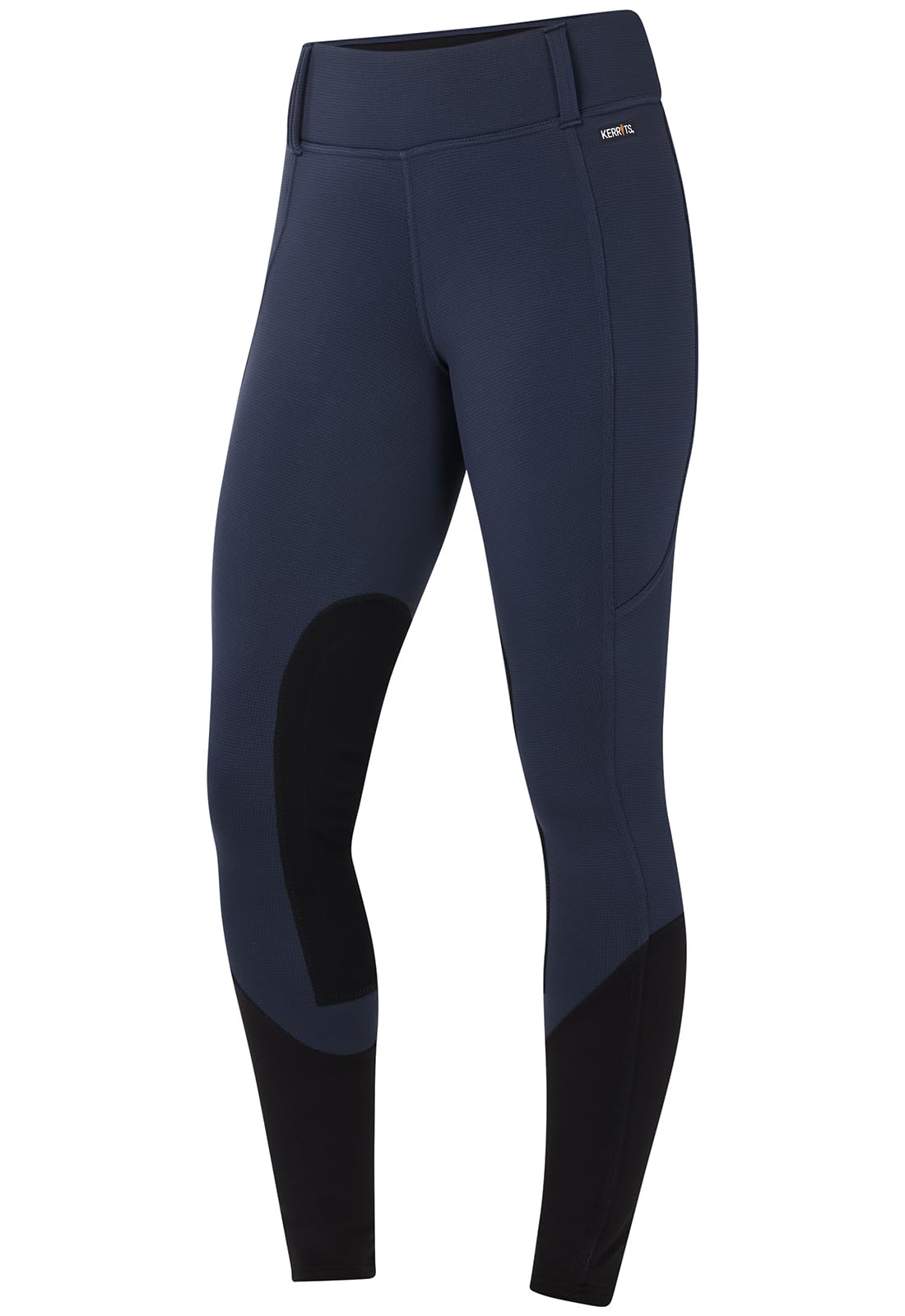 Kerrits Women's Sit Tight Wind Pro Knee Patch Winter Horse Riding Tights - Warm Polartec Equestrian Breeches with Phone Pocket for Cold Weather Riding & Outdoor Equestrian Sports