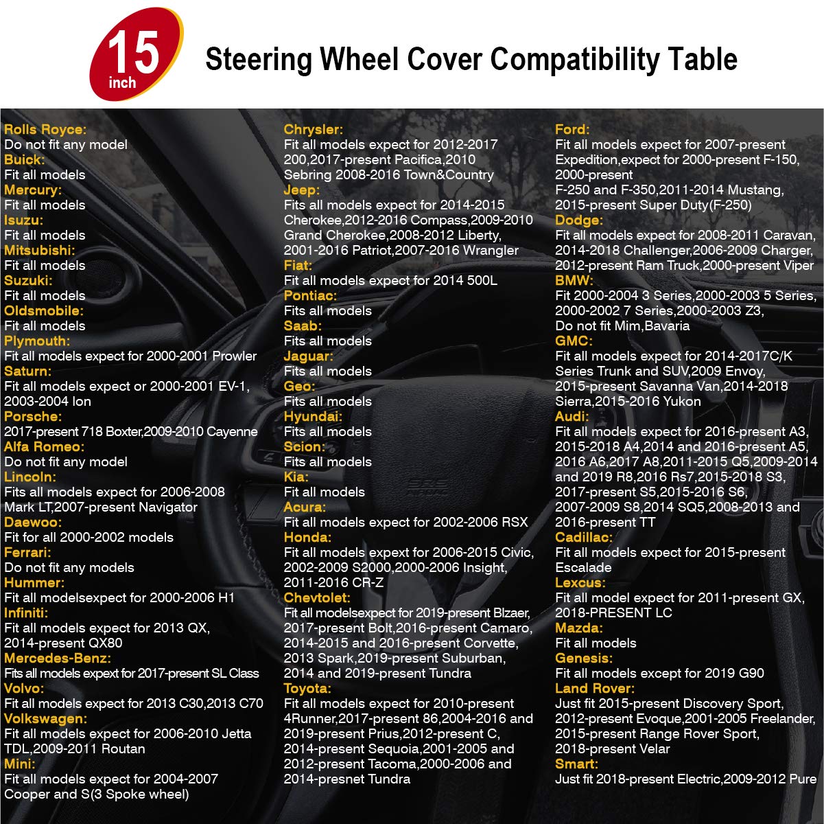 Non-Slip 15 Inch Universal Leather Steering Wheel Cover - Red & Black Design for Women | Perfect for Cars, Trucks & SUVs | Enhances Grip & Comfort for Daily Commute & Road Trips