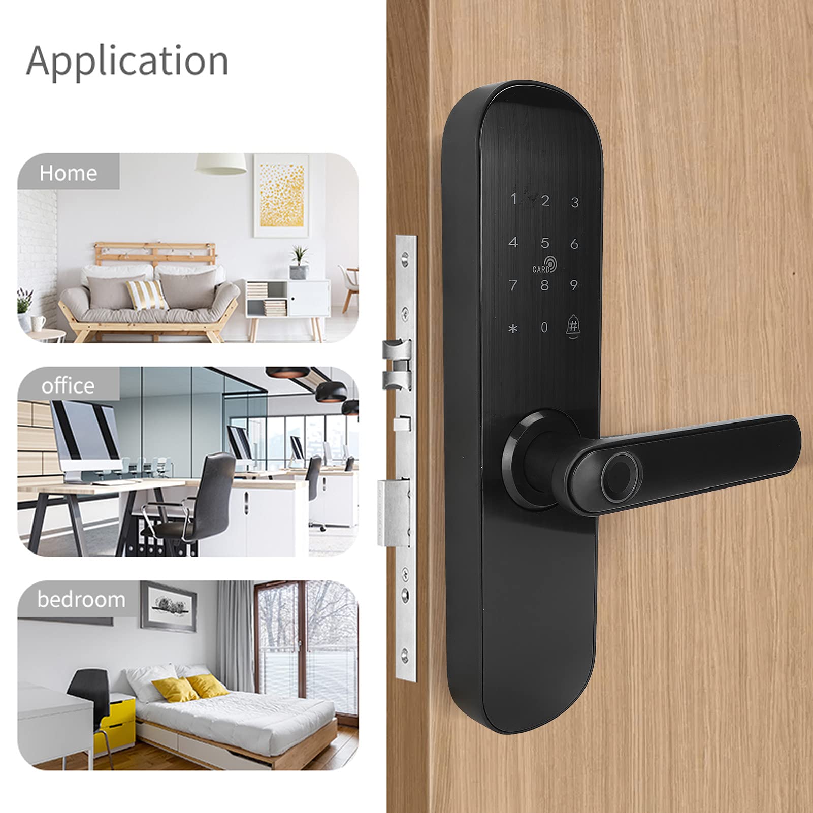 Shanrya Smart Door Lock - 5-in-1 Waterproof Fingerprint & RFID Keyless Entry System for Home Security - Perfect for Balcony, Front Door & Apartment Access Control