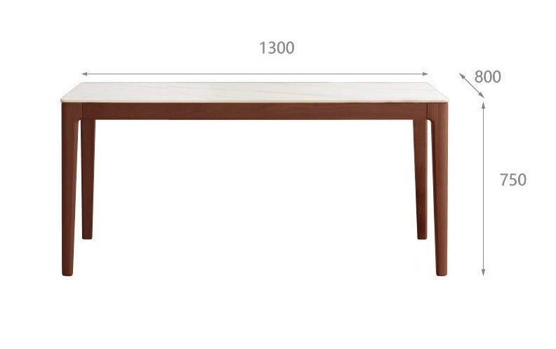 Solid Oak & Ash Wood Dining Table with Natural Rock Slab Surface - Rustic Farmhouse Style for Dining Room & Kitchen Decor