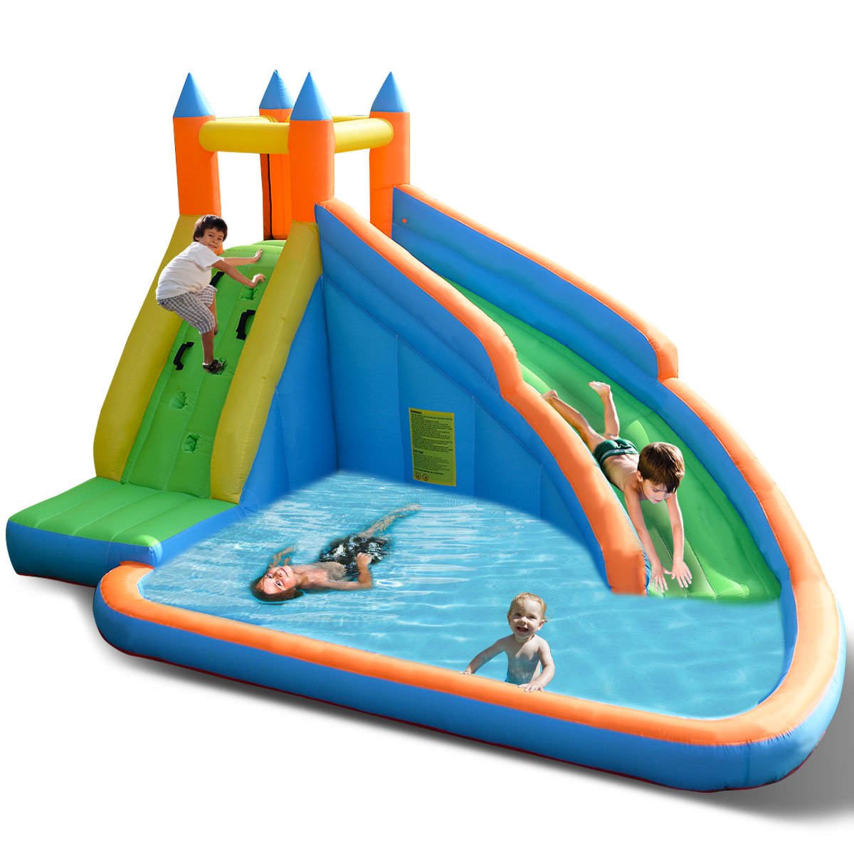 Costzon Inflatable Water Slide for Kids & Adults - Giant Bouncy Water Slide Park with Climbing Wall & Splash Pool | Backyard Outdoor Party Fun | Perfect for Summer Birthday Gifts, Family Gatherings & Pool Parties