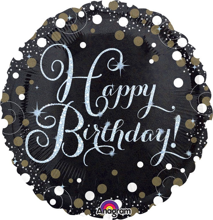 45cm Standard Holographic Sparkling Birthday Balloon for Party Decorations, Baby Showers & Celebrations - Pack of 12