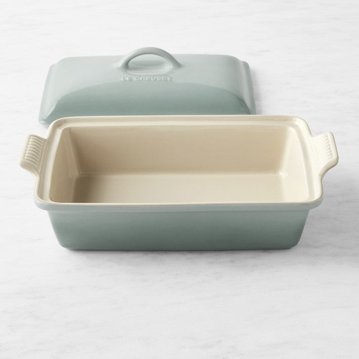Le Creuset Heritage Stoneware Rectangular Covered Casserole with Sea Salt Glaze - 5.5 Qt Enameled Cast Iron Dutch Oven for Baking, Roasting & Serving - Perfect for Family Dinners & Holiday Meals