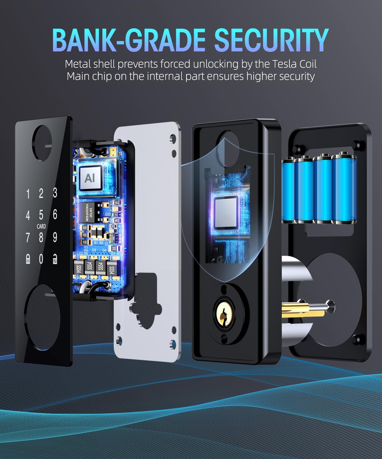 Smart Keyless Entry Fingerprint Door Lock - Electronic Deadbolt with Keypad & APP Control - Biometric Digital Lock for Home Security - Auto Lock Feature for Front Doors - Perfect for Apartments, Offices & Vacation Homes