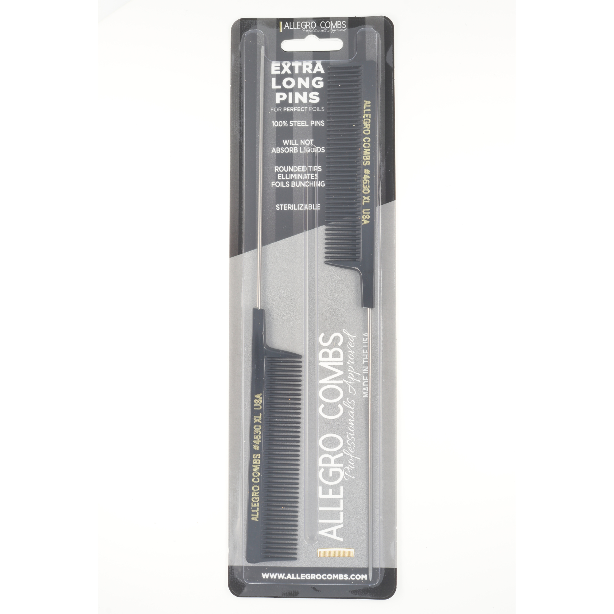 Allegro Combs XL #4630 - Set of 2 Wide Tooth Pintail Combs for Thick Hair & Styling - Perfect for Salon Professionals & Home Use