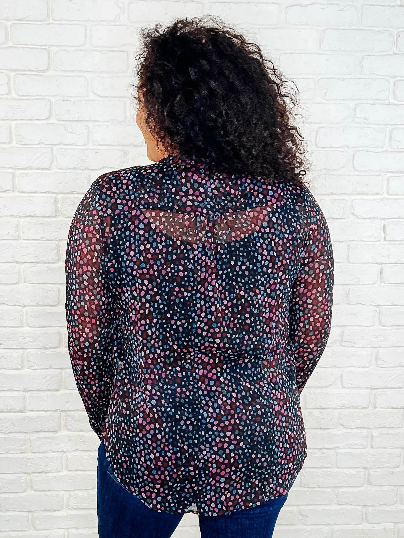 Stylish Polka Dot Blouse for Women - Trendy Floral Print Tops for Casual Wear & Office Outfits