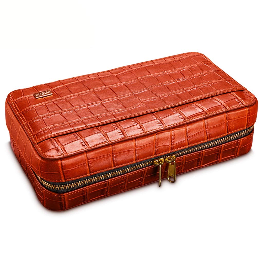 Premium Travel Cigar Humidor Box - 4 Pcs Hand-Polished Leather Cigar Case Set (25.5x14.5x7 cm) - Portable Cigar Accessories for Men, Perfect Gift for Cigar Lovers - Ideal for Business Travel, Outdoor Adventures & Home Storage