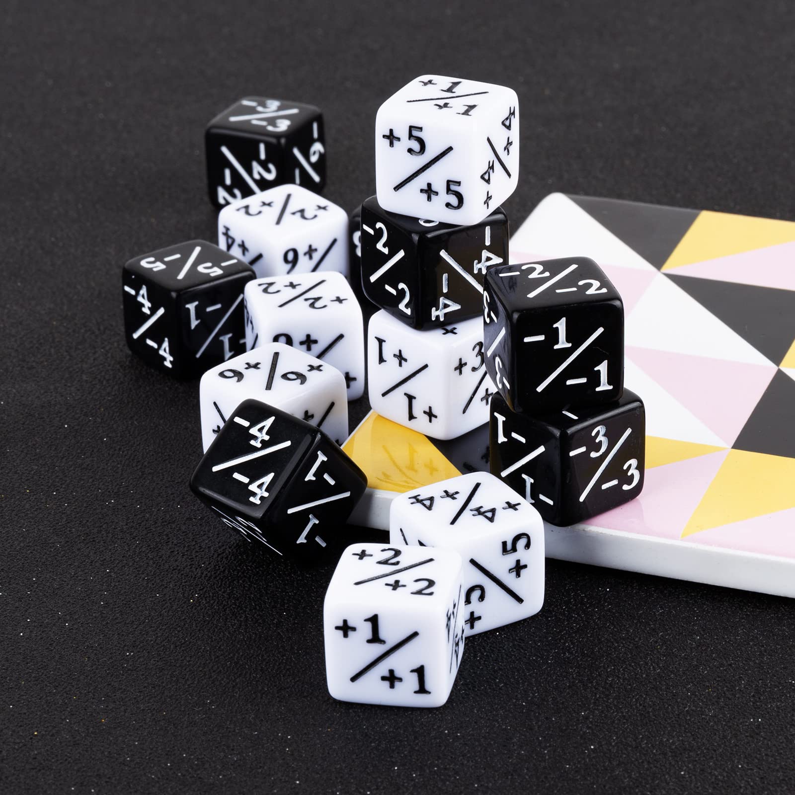 48-Piece MTG Dice Counters Set - D6 Buff Tokens for Magic: The Gathering & TCG Card Games (Black & White) - Perfect for Game Nights, Tournaments & Strategy Sessions